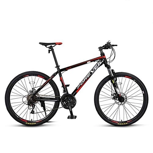 Mountain Bike : Mountain Bike, 26inch Spoke Wheel, Carbon Steel Frame Hardtail Bicycles, Double Disc Brake and Front Fork (Color : Black, Size : 27-speed)