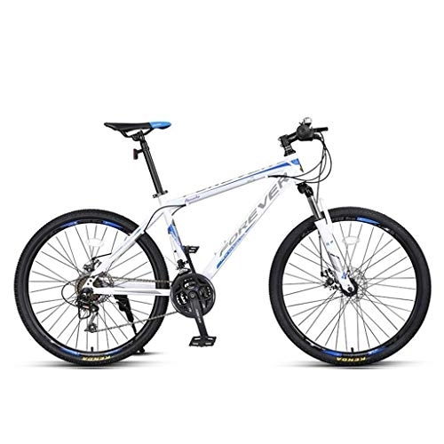 Mountain Bike : Mountain Bike, 26inch Spoke Wheel, Carbon Steel Frame Hardtail Bicycles, Double Disc Brake and Front Fork (Color : White, Size : 24-speed)