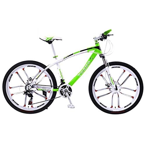 Mountain Bike : Mountain Bike, 26inch Wheel, Carbon Steel Frame Mountain Bicycles, Double Disc Brake and Front Suspension, 21 Speed, 24 Speed, 27 Speed (Color : Green, Size : 27 Speed)