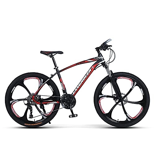Mountain Bike : Mountain Bike 27-Speed 24-Inch Light Mountain Bike Double Disc Brake Shock-Free Front Fork Is Suitable for Adults, Teenagers, Red, B