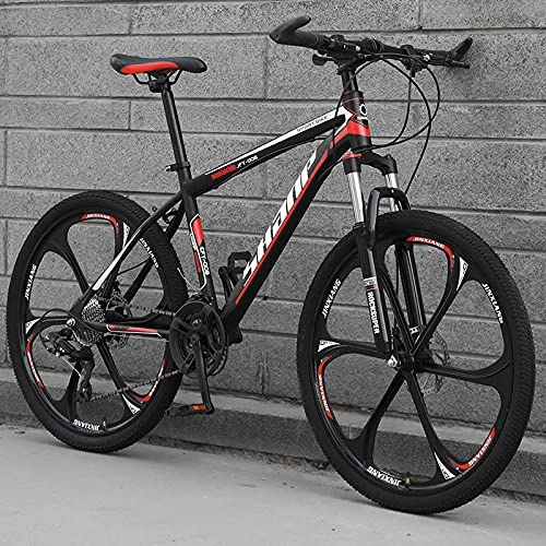 Mountain Bike : Mountain Bike, Adult Off-Road, Shifting Bike, Double Damping, Male And Female Student Bicycle-[Top Version] Six Knives - Black Red_27 Speed (Default 26 Inch)，Seat For Mountain Bikes