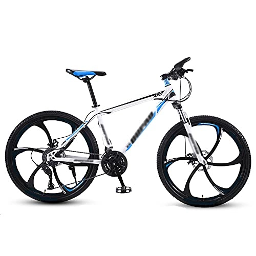 Mountain Bike : Mountain Bike, Adult Variable-speed Shock-absorbing Bicycle, Lightweight Adult Student Cross-country Road Racing(Color:Six knife wheels-white and blue)