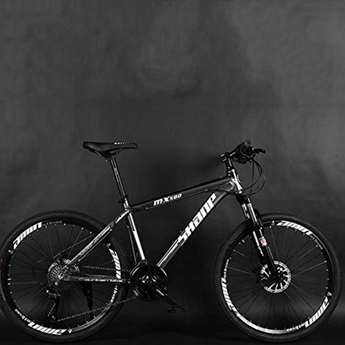 Mountain Bike : Mountain Bike Aluminum Frame 24 27 Speed 26 Inch Men and Women Adult Double Disc Brake Bicycle 2019 New-Black_27 Speed