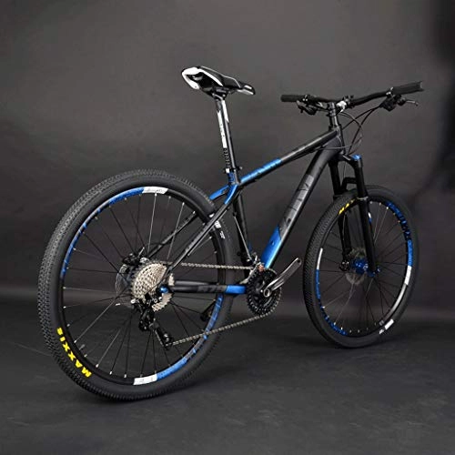 Mountain Bike : Mountain Bike AM / 26-inch, TG3 Pneumatic Fork, XM679 High Performance Lightweight Off-road Frame, 30-speed Dual Disc Brake, Bikes Suitable For All-terrain Cycling (Black / blue) (Size : 26")