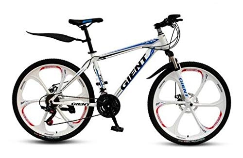 Mountain Bike : Mountain Bike Bicycle 21 Speed 24 / 26 Inch Five Knife One Wheel Shock Absorber Adult Male and Female Students 2019-White_24 inch