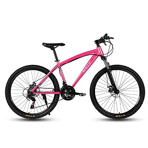 Mountain Bike : Mountain Bike Bicycle 21 Speed Double Disc Brake 26 Inch Male And Female Students One-Wheel Variable Speed Bicycle-PINK_21-SPEED