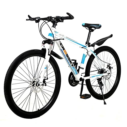 Mountain Bike : Mountain Bike bicycle variable speed (26 inch 21 / 24 / 27 speed white blue; black red; black blue) double disc brake student bicycle cross-country suspension bicycle