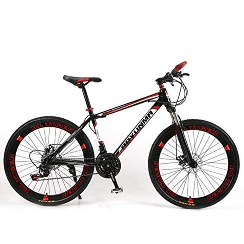 Mountain Bike : Mountain Bike, Carbon Steel Frame Bicycles, Double Disc Brake and Front Fork, 26inch Spoke Wheel (Color : Red, Size : 21-speed)