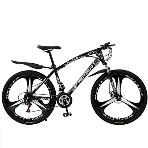 Mountain Bike : Mountain Bike, Carbon Steel Frame Hardtail Bicycles, Dual Disc Brake and Front Suspension, 26" Mag Wheel (Color : Black, Size : 27 Speed)