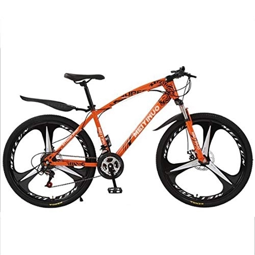 Mountain Bike : Mountain Bike, Carbon Steel Frame Hardtail Bicycles, Dual Disc Brake and Front Suspension, 26" Mag Wheel (Color : Orange, Size : 24 Speed)