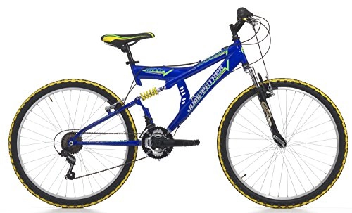 Mountain Bike : Mountain Bike Cycles Cinzia Arrow pour enfant, chssis en acier, double Suspension, change 18vitesses, roues de 24, Taille 40, bleu, H 40