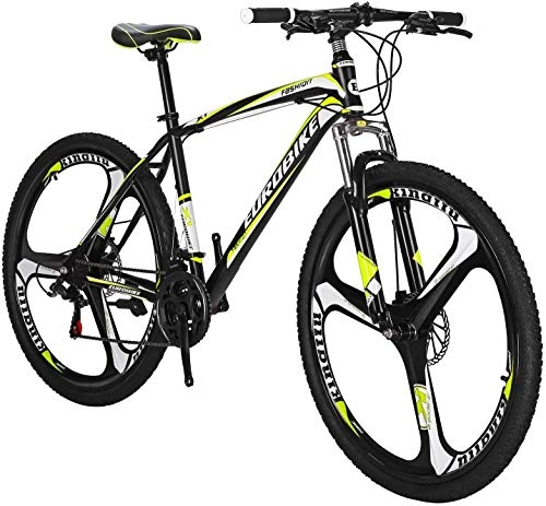 Mountain Bike : Mountain Bike Daul Disc Brakes 21 Speed Mens Bicycle Front Suspension MTB (Color : D)