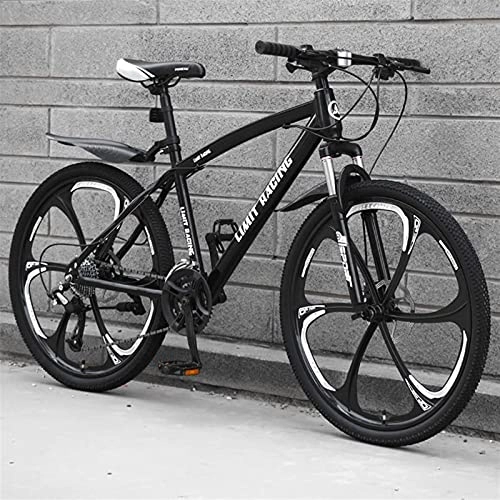 Mountain Bike : Mountain Bike for Adults, 26 Inch Road Bike, Outdoors Cycling Racing Bicycle, High Carbon Steel Full Suspension City Commuter with Disc Brakes for Men and Women(Size:27-Speed, Color:Black)