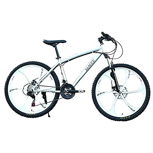 Mountain Bike : Mountain Bike for Men 26inch Carbon Steel Mountain Bike 24 Speed Bicycle Full Suspension MTB - Simple Style, Silver