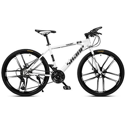 Mountain Bike : Mountain Bike for Youth / Adult, Featuring Steel Frame and 21 / 24 / 27 / 30-Speed Shimano Drivetrain With 26-Inch Wheels, Professional MTB white-21speed