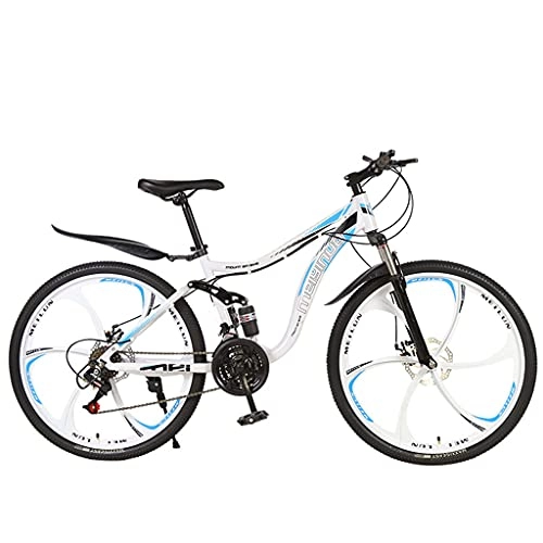 Mountain Bike : Mountain Bike Front and rear double disc brakes and soft tail integrated double shock-absorbing (black red; black blue; white blue; yellow; pink 21 / 24 / 27 speed) high carbon steel material