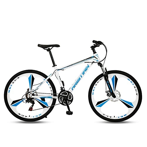 Mountain Bike : Mountain Bike Full Suspension Dual Disc Brakes Adult Mountain Bike ，21 / 24 / 27 Speed Drivetrain，26-Inch Wheels 3-Spokes，soft Tail Frame，for Men Women MTB Bicycle，Multi white blue-27