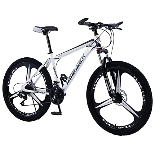 Mountain Bike : Mountain Bike Full Suspension High-Carbon Steel Adults MTB Bicycle ，Mechanical Dual Disc Brake，21 / 24 / 27 Speed，26 Inch Wheels，variable Speed Bikes for Men / Women，Multi White Black-21
