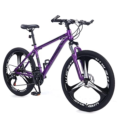Mountain Bike : Mountain Bike Full Suspension High-Carbon Steel Bike，Mechanical Dual Disc-Brakes Shock-absorbing Shifting Adults MTB Bicycle，21 Speeds，3-Spokes 26 Inch Wheels，Multip purple