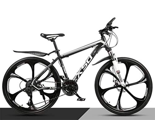 Mountain Bike : Mountain Bike High-Carbon Steel 26 Inches Spoke Wheel Dual Suspension, Mens MTB (Color : Black white, Size : 30 speed)