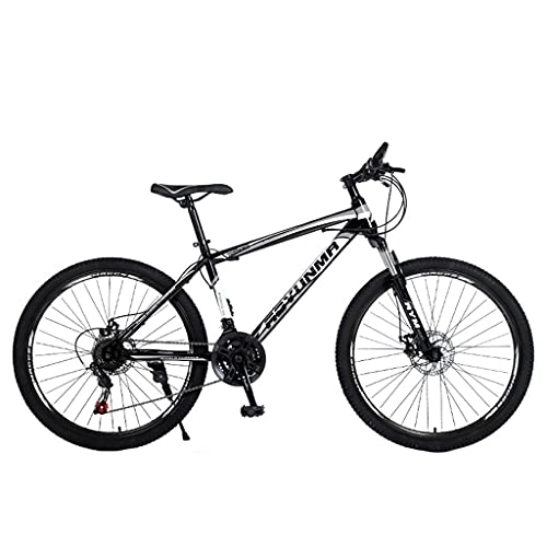 Mountain Bike : Mountain Bike High carbon steel thickened frame double disc brake bicycle (24 / 26 inch 21 / 24 / 27 speed white and blue; black and green; black and red; black and white)