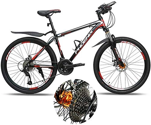 Mountain Bike : Mountain Bike, In Trekking Bicycle Cross Trekking Bikes Unisex Outside Carbon Steel Bicycle Full Suspension MTB Bicycle Double Disc Brake-26 inch / 27 speed_Red