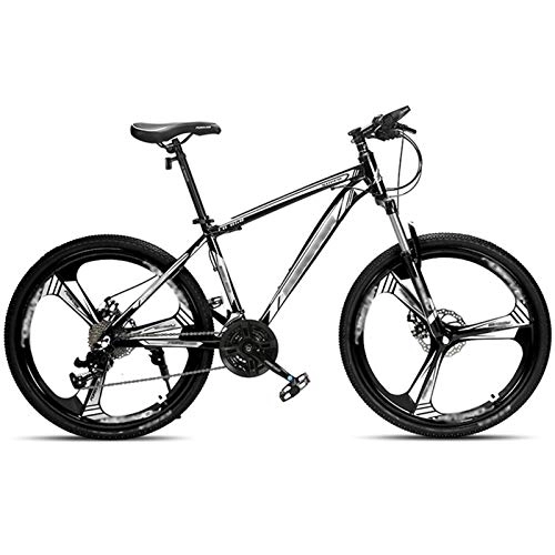 Mountain Bike : Mountain Bike, Men Women Outdoor Road Bikes Steel Frame 24 Speed 26 Inch 3 Spoke Wheels Dual Suspension Bicycle (Color : Black, Size : 24inches)