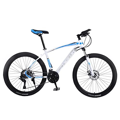 Mountain Bike : Mountain Bike Mountain Bike 21 / 24 / 27 Speed 3-Spoke 26 Inches Wheels Dual Disc Brake Carbon Steel Frame Bicycle For A Path, Trail & Mountains For Adults Mens Womens(Size:24 Speed, Color:White)