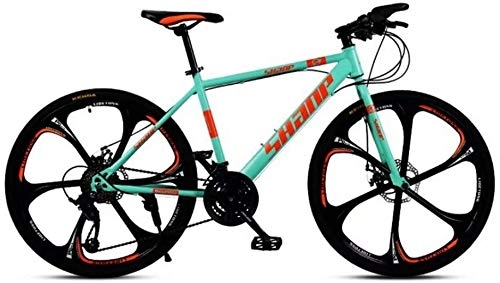 Mountain Bike : Mountain bike Mountain Bike, 24 / 26 Inch Double Disc Brake, Adult MTB Country Gearshift Bicycle, Hardtail Mountain Bike with Adjustable Seat Carbon Steel Green 6 Cutter, road bike