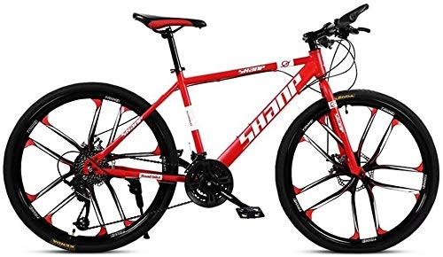Mountain Bike : Mountain bike Mountain Bike, 24 / 26 Inch Double Disc Brake, Adult MTB Country Gearshift Bicycle, Hardtail Mountain Bike with Adjustable Seat Carbon Steel Red 10 Cutter, road bike