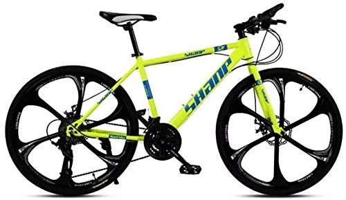 Mountain Bike : Mountain bike Mountain Bike, 24 / 26 Inch Double Disc Brake, Adult MTB Country Gearshift Bicycle, Hardtail Mountain Bike with Adjustable Seat Carbon Steel Yellow 6 Cutter, road bike