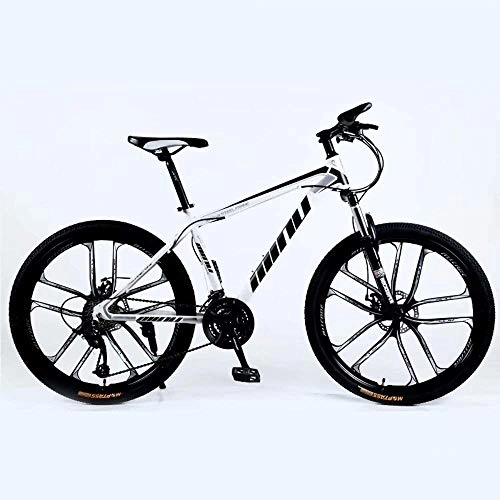 Mountain Bike : Mountain bike Mountain Bike 24 / 26 Inch with Double Disc Brake, Adult MTB, Hardtail Bicycle with Adjustable Seat, Thickened Carbon Steel Frame, bicycle ( Color : 30-stage shift , Size : 24inches )