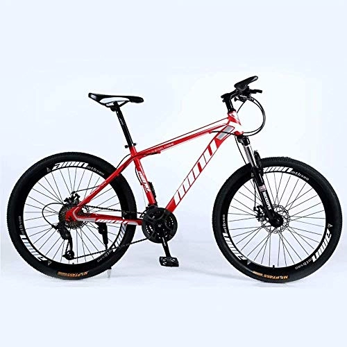 Mountain Bike : Mountain bike Mountain Bike 24 / 26 Inch with Double Disc Brake, Adult MTB, Hardtail Bicycle with Adjustable Seat, Thickened Carbon Steel Frame, Red, Spoke Wheel road bike (Color : 21-stage shift)