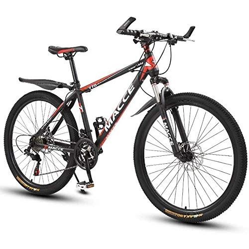 Mountain Bike : Mountain Bike Mountain Bike, 26 Inches Ladies / Mens MTB Bikes Light Carbon Steel Frame 21 / 24 / 27 / 30 Speeds Front Suspension, Red, 27speed