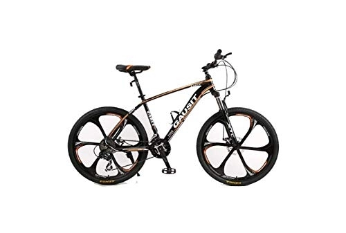 Mountain Bike : Mountain Bike, Mountain Bike Unisex Hardtail Mountain Bike 24 / 27 / 30 Speeds 26Inch 6-Spoke Wheels Aluminum Frame Bicycle with Disc Brakes and Suspension Fork, Orange, 30 Speed