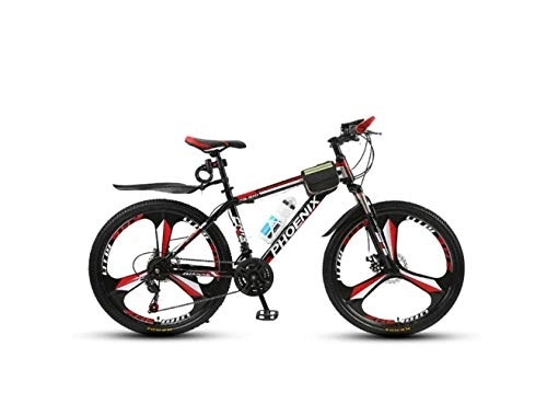 Mountain Bike : Mountain Bike, Mountain Bike Unisex Mountain Bike 21 / 24 / 27 Speed ​​High-Carbon Steel Frame 26 Inches 3-Spoke Wheels with Disc Brakes and Suspension Fork, Black, 24 Speed