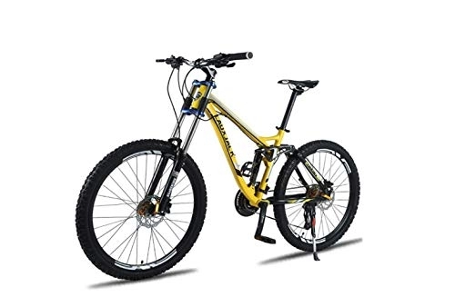 Mountain Bike : Mountain Bike, Mountain Bike Unisex Mountain Bike, 26 inch Aluminum Alloy Frame, 24 / 27 Speed Dual Suspension MTB Bike with Double Disc Brake, Yellow, 24 Speed