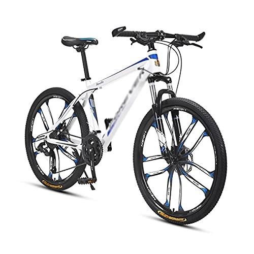 Mountain Bike : Mountain Bike Off Road Bicycle With 26 Inch Wheels 27 Speed With Dual Disc Brakes High Carbon Steel Frame Outdoor Mountain And Trail Bike For A Path, Trail & Mountains(Size:27 Speed, Color:Blue)