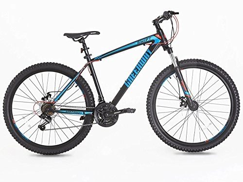 Mountain Bike : Mountain Bike, steel Frame Fork , front Suspension , size 26 Inch, Greenway (26"), 26, Black and blue
