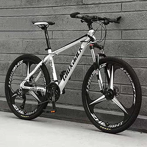 Mountain Bike : Mountain Bike Three-pole variable speed bicycle 26 inches 27 Speed adult Student bike-White