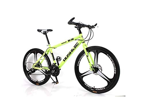 Mountain Bike : Mountain Bike Unisex Mountain Bike 21 / 24 / 27 / 30 Speed High-Carbon Steel Frame 26 Inches 3-Spoke Wheels Bicycle Double Disc Brake for Student, Green, 27 Speed