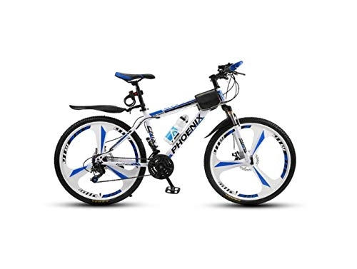 Mountain Bike : Mountain Bike Unisex Mountain Bike 21 / 24 / 27 Speed High-Carbon Steel Frame 26 Inches 3-Spoke Wheels with Disc Brakes and Suspension Fork, Blue, 24 Speed