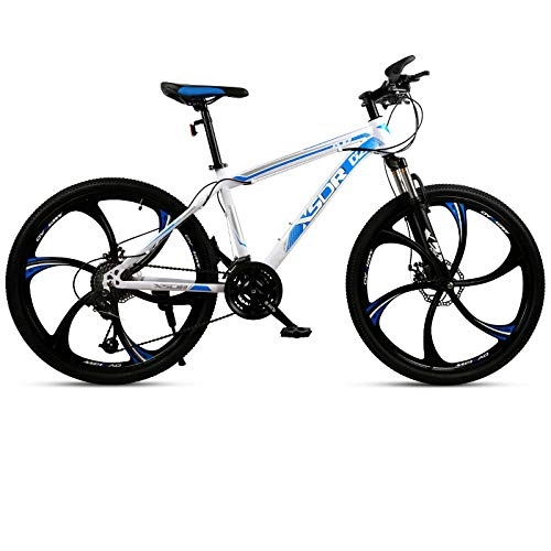 Mountain Bike : Mountain Bike Variable Speed One Round Six Knife Road Adult Students Cross Country Men and Women Bicycle-Blue_21 Speed