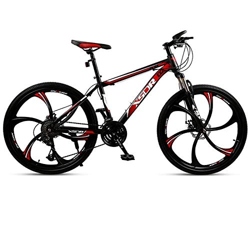 Mountain Bike : Mountain Bike Variable Speed One Round Six Knife Road Adult Students Cross Country Men and Women Bicycle-Red_21 Speed