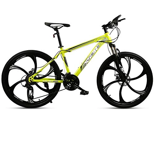 Mountain Bike : Mountain Bike Variable Speed One Round Six Knife Road Adult Students Cross Country Men and Women Bicycle-Yellow_24 Speed