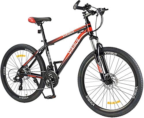 Mountain Bike : Mountain Bike with 26 Inch Wheels Lightweight Aluminum Frame MTB Bicycle with Dual Disc Brakes Bike, 100mm Front Suspension Fork-Red_24 Speed