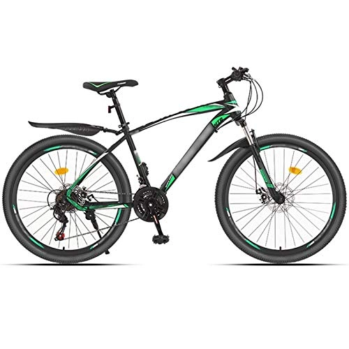 Mountain Bike : Mountain Bike with Disc Brake, Light Road Bicycle, Men and Women MTB 24 Speed 26 Inch Wheels Cycle (Color : 21-speed green, Size : 26inches)