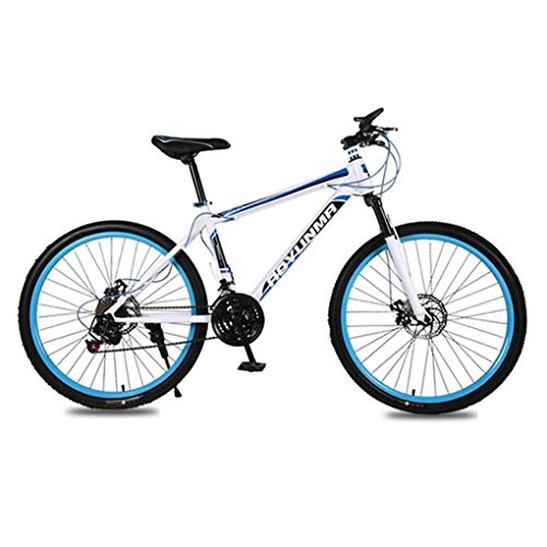 Mountain Bike : Mountain Bike Youth Adult Mens Womens Bicycle MTB Mountain Bike, 26" Mountain Bicycles Carbon Steel Frame, Double Disc Brake And Front Fork, 21 Speed Mountain Bike for Women Men Adults ( Color : Blue )