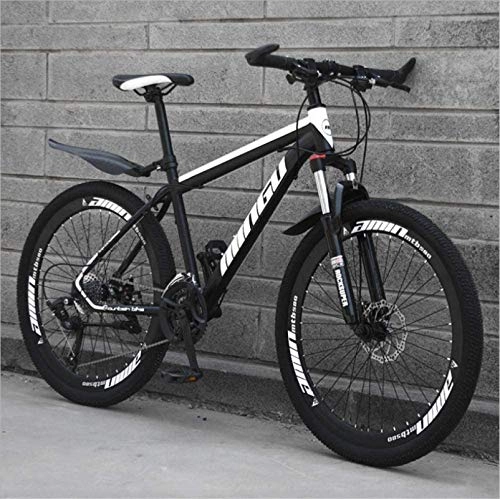 Mountain Bike : Mountain Bikes, 24 inch mountain bike variable speed cross-country shock-absorbing bicycle light road racing 40 cutter wheels Alloy frame with Disc Brakes ( Color : Black and white , Size : 21 speed )