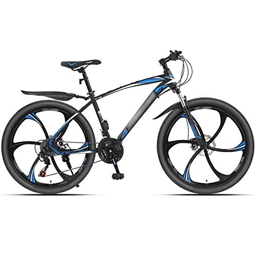 Mountain Bike : Mountain Bikes, 24 Speed Adjustable MTB, 26 Inches Wheels Dual Disc Brake Bicycle, 6 Cutter Wheels (Color : 21-speed blue, Size : 24inches)